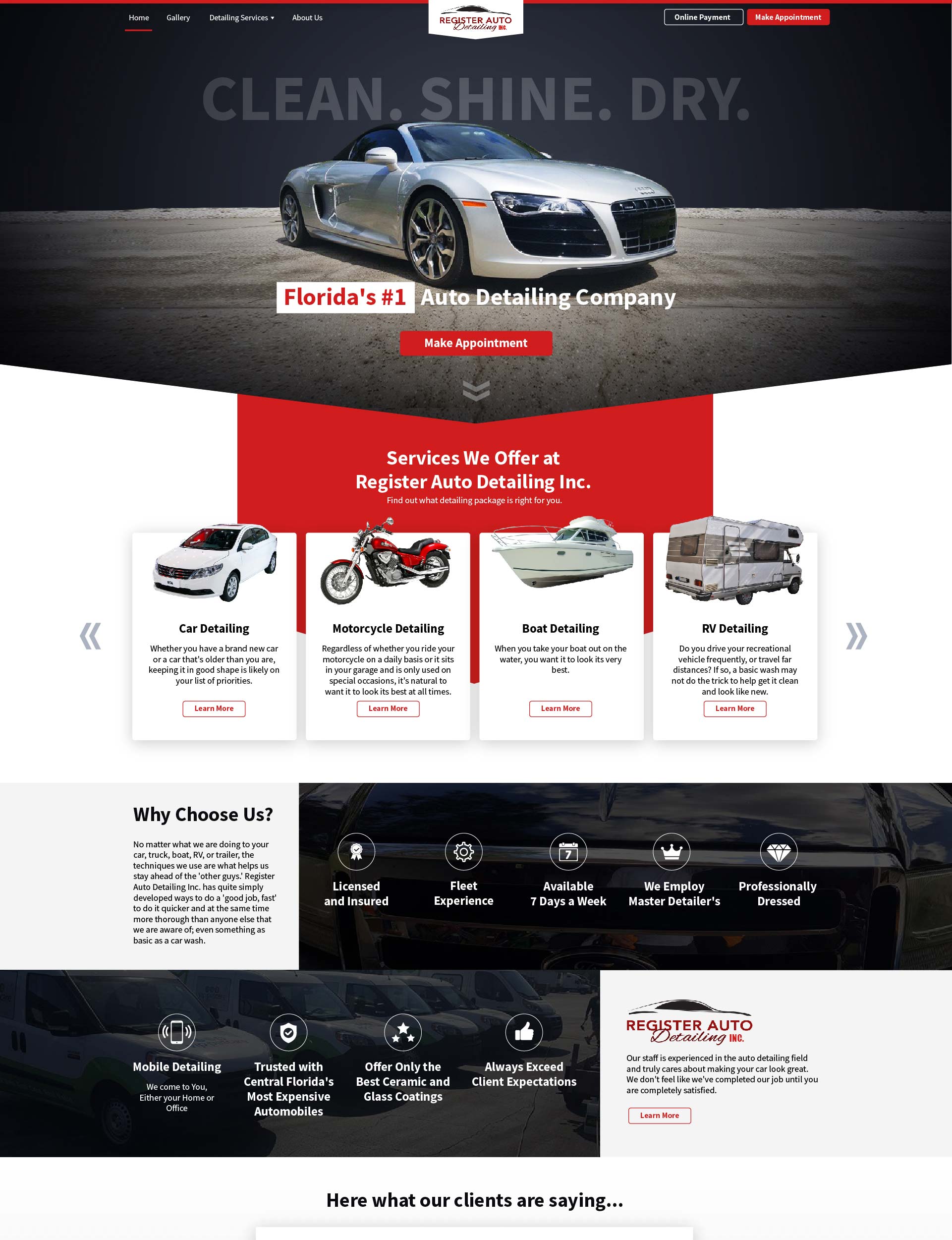 Register Auto Detailing Mockup Web Lakeland design