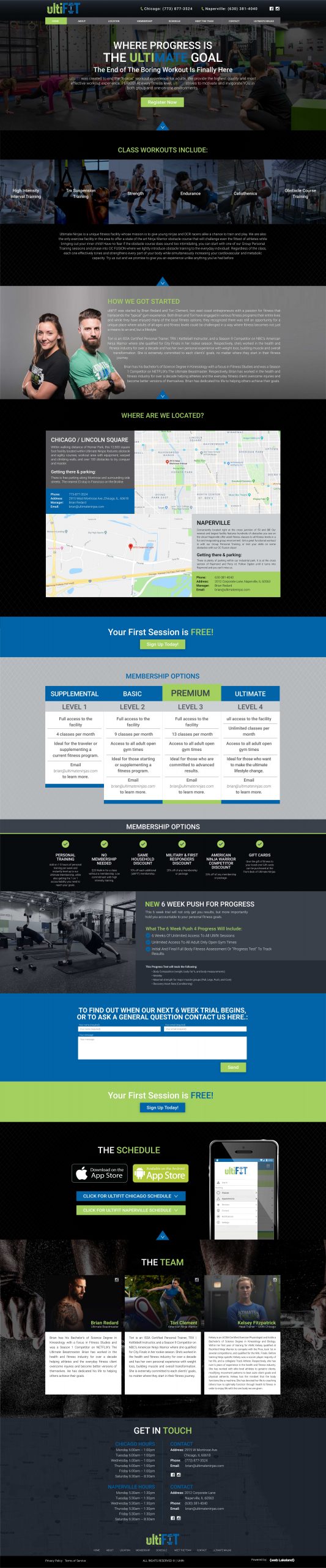Fitness business website design