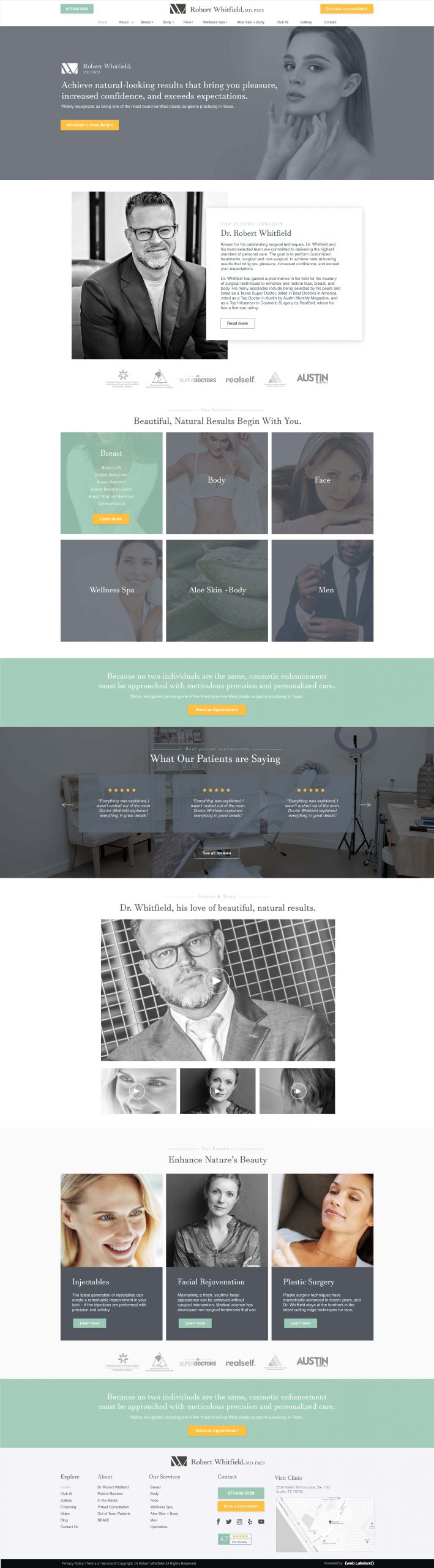 Website design for physician, doctors and medical clinics