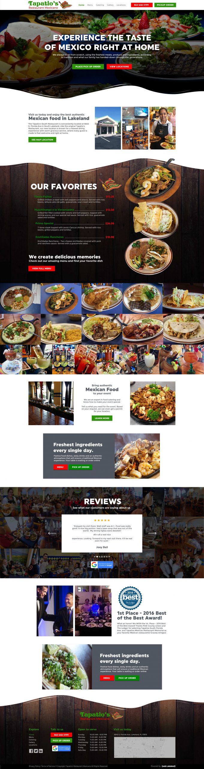 Website design for Restaurant