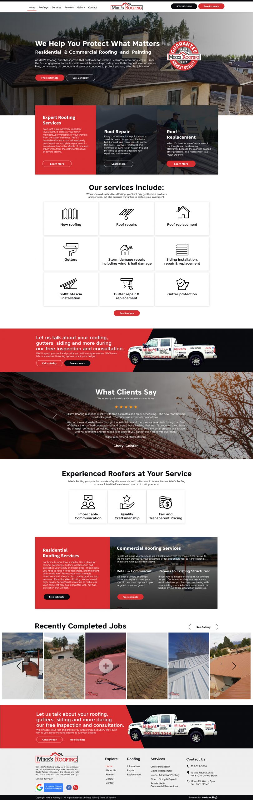 Website design for construction and roofing business